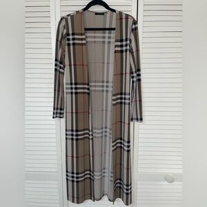 Plaid Long Sleeve Open Cardigan